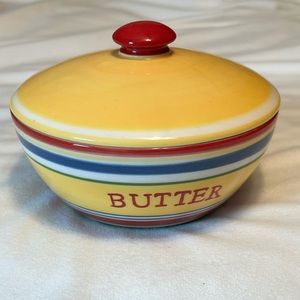 Vintage stripe butter dish